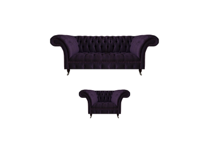 Luxus Designer Lila Garnitur Einrichtung Dreisitze Sofa Neu Sessel Chesterfield