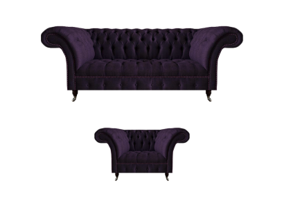Luxus Designer Lila Garnitur Einrichtung Dreisitze Sofa Neu Sessel Chesterfield