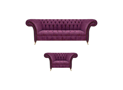Luxus Set 2tlg Wohnzimmer Polstermöbel Sofa Dreisitze Couch Sessel Chesterfield