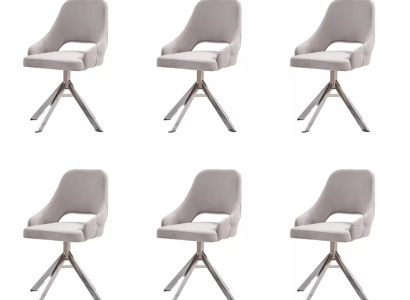 Luxus Stuhl Set 6x Stühle Essgruppe Garnitur Esszimmer Lehnstühle Sessel Metall