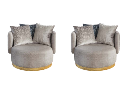 Modern  Design 2x Sessel Luxus Einsitzer Lehn Textil Möbel Einsitzer neu