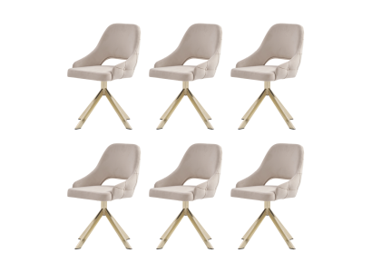 Modern 6x Stühle Polsterstuhl Luxus Sessel Beige Stuhl Lehnstuhl Esszimmer