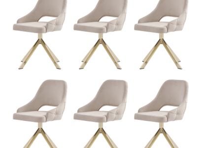 Modern 6x Stühle Polsterstuhl Luxus Sessel Beige Stuhl Lehnstuhl Esszimmer