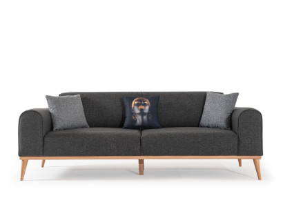 Moderner Grauer 3-Sitzer Luxuriöses Stoffsofa Wohnzimmer Couch Sitzmöbel