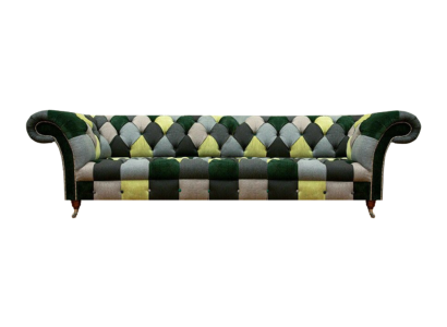 Modern Sofa Viersitzer Mehrfarbig Wohnzimmer Couch Sitzmöbel Textil Chesterfield
