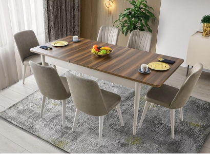 Moderne Esszimmer Möbel Designer Esstisch Polster Stühle Holztisch 7tlg