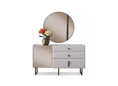 Moderne Garnitur Designer Kommode Luxuriöser Spiegel Wohnzimmer Konsole