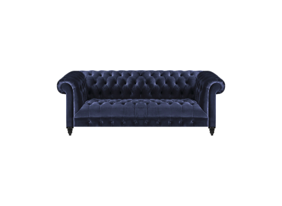 Wohnzimmer Sofa Dreisitze Couch Polstermöbel Blau Textil Chesterfield