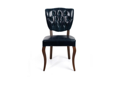 Dunkelblauer Chesterfield Einsitzer Designer Lederstuhl Luxus Esszimmer Möbel