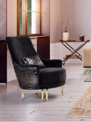 Sofagarnitur Schwarz Sofa 3+3+1 Sitzer Sessel Elegantes Metall Samt