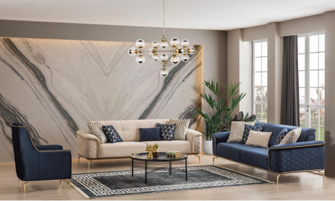 Sofagarnitur Garnitur Sofas Sofa Sessel Dreisitzer 3+3+1 Sitzer Stoff Gruppe Neuu