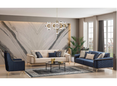 Sofagarnitur Garnitur Sofas Sofa Sessel Dreisitzer 3+3+1 Sitzer Stoff Gruppe Neuu