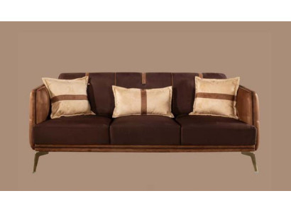 Dreisitzer Sofa 3 Sitzer Sofas Sitz Stoff Modern Stil Textil Couchen Möbel Braun