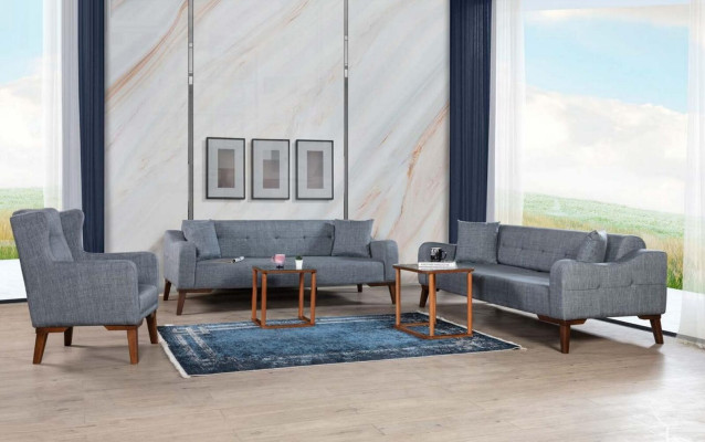 Sofagarnitur 3+3+1 Sitz Komplette Garnitur Sofa Sessel Textil 3 tlg
