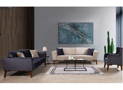 Sofagarnitur 3+3+1 Sitzer Sofa Couchgarnitur Textil Sessel Wohnzimmer