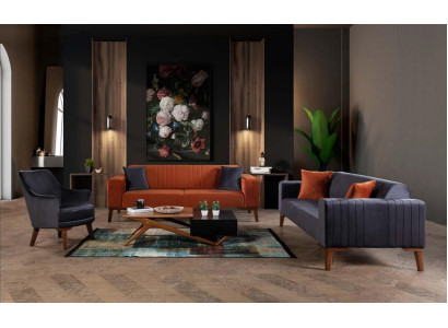 Sofagarnitur Sofa Garnitur Sofas 3+3+1 Sitz Stoff 3tlg Couch Set Polster Textil
