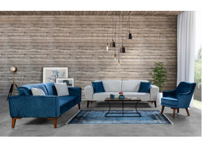 Sofagarnitur 3+3+1 Sitzer Komplette Sofa Sessel Textil Sofas Set 3tlg