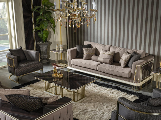 Beistelltisch Braun Couchtisch Tisch Wohnzimmer Möbel Braun Metall Tische