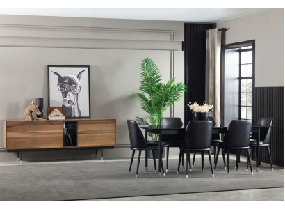 8-teiliges Küchenset mit Stühlen moderner Stil schwarze Farbe bequem neu