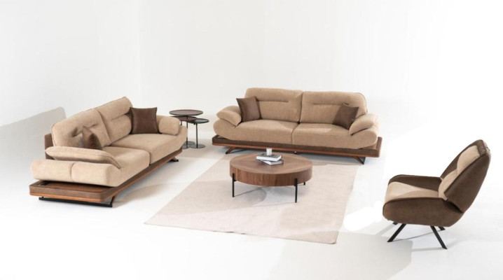 Stilvoll Wohnzimmer Set aus Designer 2x 3-Sitzer Sofas und Sessel 3tlg
