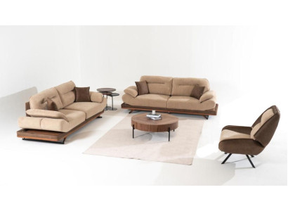 Stilvoll Wohnzimmer Set aus Designer 2x 3-Sitzer Sofas und Sessel 3tlg