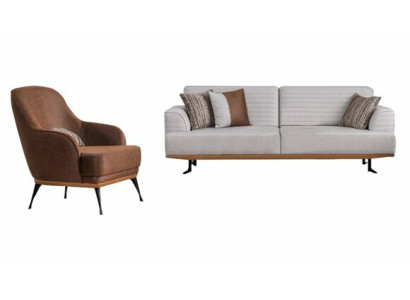 Luxus 2tlg Sofagarnitur Dreisitzer-Sofa und Sessel für das Wohnzimmer