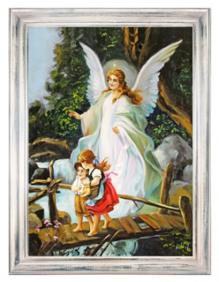 „Engel über den Kindern“ Handarbeit Ölbilder Gemälde Leinwand G102883