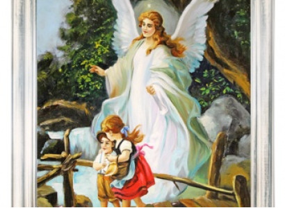 „Engel über den Kindern“ Handarbeit Ölbilder Gemälde Leinwand G102883