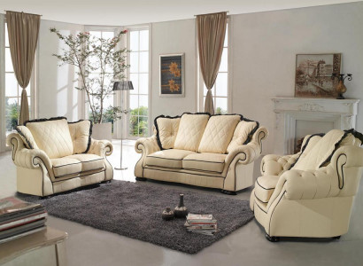 Polster Sofas Leder Sitz  XXL Big 3 Sitzer Sofa Couch Design Couchen