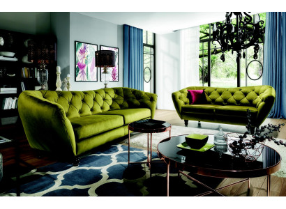 Chesterfield 3+2 Sitzer Sofagarnitur Polster Stoff Couch Sitz Garnitur Design