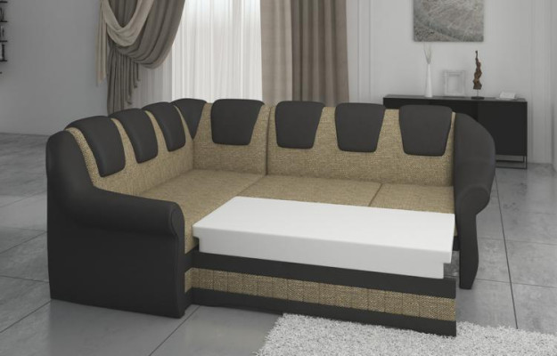 Design Ecksofa Sofa Bettfunktion Couch Schlafsofa Leder Polster Textil Sofas Neu