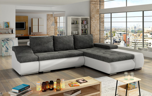 Design Ecksofa Schlafsofa Bettfunktion Couch Leder Textil Polster Sofas Neu 8850