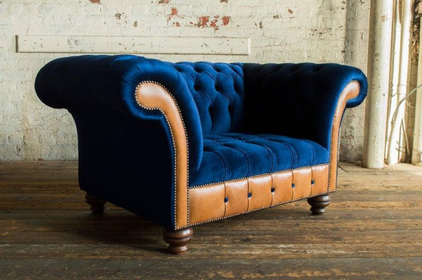 Chesterfield Textil Polster  Sessel 1 Sitzer Sofas Design Luxus Stoffsofas