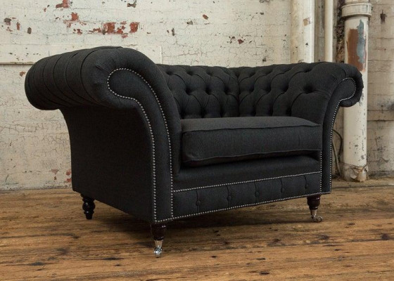 Chesterfield Sessel Fernseh Couch 1 Sitzer Sofa Textil Stoff Couchen Polster 201