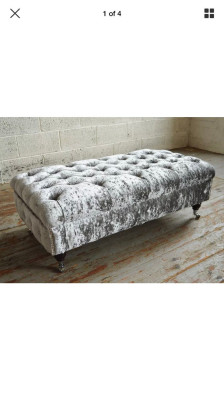 Chesterfield Textil  Hocker XXL Big Fußhocker Polster Sofas Bank Luxus Stoff