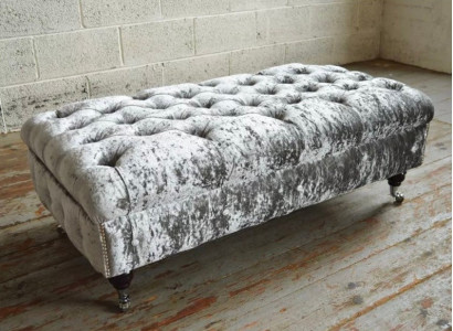 Chesterfield Textil  Hocker XXL Big Fußhocker Polster Sofas Bank Luxus Stoff