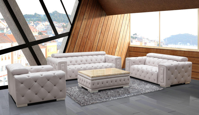 Couch Set Garnitur Polster Leder Design Chesterfield Sofagarnitur 3+2+1 9914 Neu