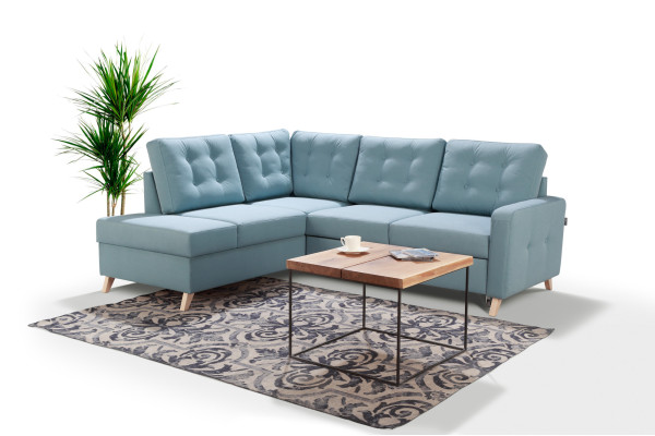 Bettfunktion Stoff Ecksofa L-Form Sofa Couch Design Couch Polster Textil Modern