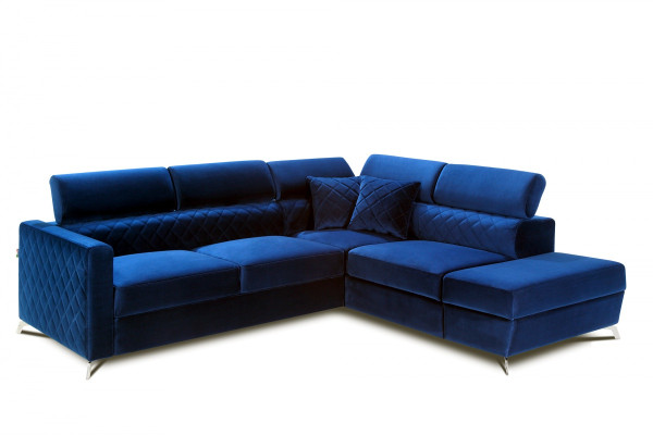 Ecksofa L-Form Couch Design Polster Textil Bettfunktion Stoff Blaue Sofa Couchen