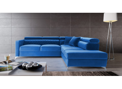 Ecksofa L-Form Couch Design Polster Textil Bettfunktion Stoff Blaue Sofa Couchen