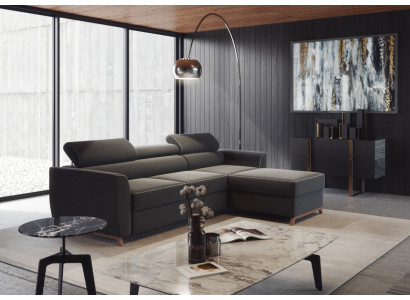 Ecksofa Stoff L-Form Couch Design Polster Textil Eck Modern Grau Eckgarnitur Neu