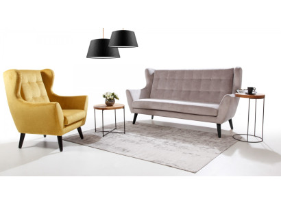 Sofagarnitur 3+1 Sitzer Couch Design Polster Modern Grau Textil Stoff Bank Neu
