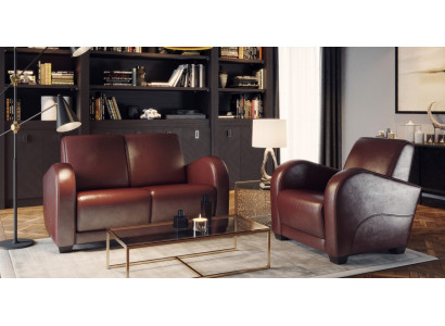 Design Polster Modern 100% Italienisches Leder Zweisitzer 2 Sitzer Couch Sofa