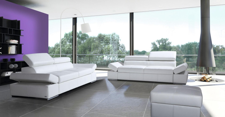 Bettfunktion 2,5 Sitzer Couch Design Polster Modern 100% Italienisches Leder Neu