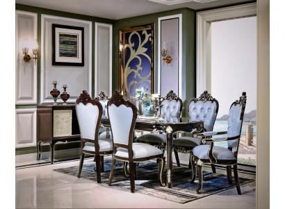Luxury Dining Table Group Dining Room Living Room Set Wooden Design Black Tables
