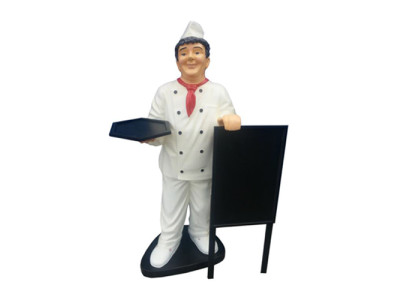Speisekarte Koch Figur Statue Skulptur Werbefigur Menü  Werbeaufsteller Tafel