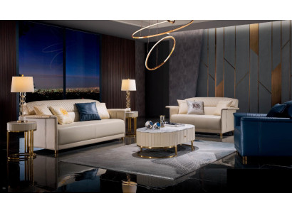 Wohnzimmer Set 6tlg. Set Couch Polster Garnitur 2x Beistelltisch Couchtisch Sofa