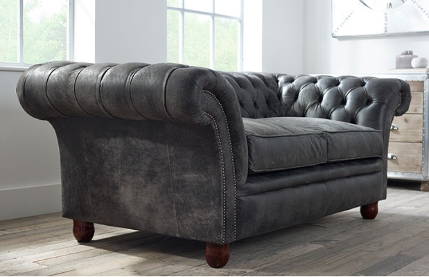 Chesterfield Sofa Couch Polster Stoff Leder Couchen  Polster Garnitur 2 Sitzer