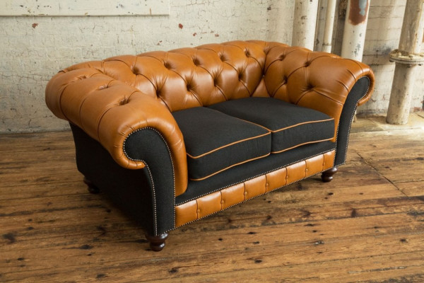 jvmoebel ®  Leder Sofa Couch - Design Polster Zweisitzer Couch Garnitur Braun
