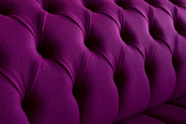 Chesterfield 3 Sitzers Klassische Luxus Lila Pink Rosa Sofa Couch Textil Couch
